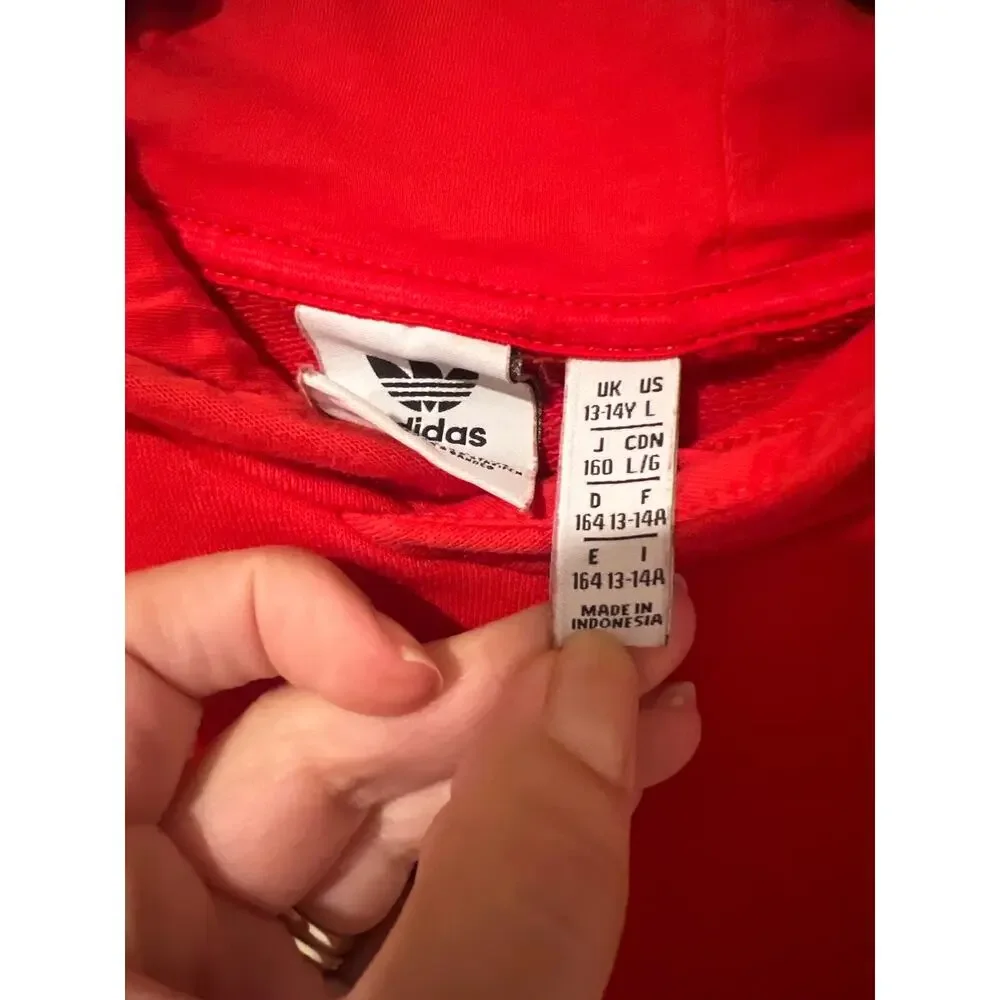 Adidas, Red, Pullover Hoodie, Size Kids L, 1519M